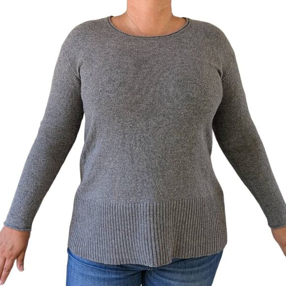 J. Jill Grey Classic Knit Round Neck Sweater Long Sleeve Tunic Pullover Size M - Picture 2 of 5